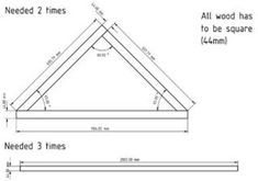 the diagram shows how to measure an angled roof with measurements for all wood has to be square and 4mm