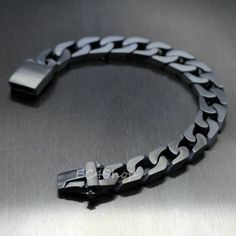 Men's Classic Black Matte Curb Cuban Chain Link Bracelet 316L Stainless Steel 8" Metal Bracelets For Men, Black Cuban Link Bracelet As Gift, Cool Mens Bracelets, Clean Rust, Black Diamond Wedding Rings, Mens Bracelet Black, Cuban Chain Bracelet, Man Bracelet, Mens Diamond Bracelet