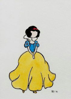 a drawing of snow white in a yellow dress