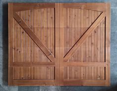 an overhead view of a wooden garage door