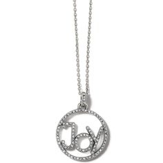 Designed to evoke the feeling of the word joy, this necklace has a pavé band surrounding the word. Word Joy, Pave Band, Crystal Pendant Necklace, Silver Crystal, Crystal Necklace Pendant, Fashion Jewelry Necklaces, Necklace Designs, Crystal Pendant, Fashion Watches