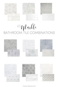 marble bathroom tile combinations with text overlay