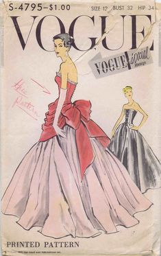 an old fashion magazine cover with a woman in a dress