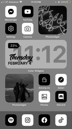 an iphone screen with icons on it and the numbers 11 - 12 in black and white