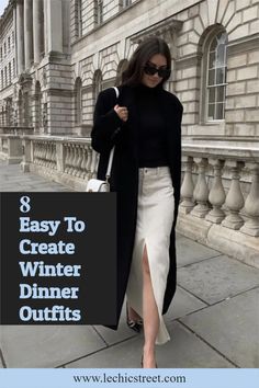 8 Easy To Create Winter Dinner Outfits. Heading to dinner and need a dinner outfit ideas for winter outfit? Whether it be for a date night dinner outfit winter or dinner with friends, there are plenty of dinner outfit idea for winter fashion. Easy winter outfits for a dinner outfit winter casual. Plenty of cute dinner outfits ideas to choose from. #dinneroutfitideas #dinneroutfitwinter #dinneroutfitidea #winterfashion #winteroutfit Dressy Casual Dinner Outfits Night, Effortless Dinner Outfit, Dinner Out Winter Outfit, French Style Dinner Outfit, Sunday Dinner Outfit Winter, Paris Dinner Outfit Winter, Chic Dinner Outfit Winter, Sophisticated Dinner Outfit, Nice Restaurant Outfit Winter