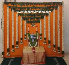 Simple Flower Rangoli, Pooja Decor, Simple Stage Decorations, Pooja Decoration