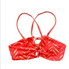 New. No Flaws. Red Swimwear With Adjustable Straps For Vacation, Vacation Swimwear Red Bra Friendly, Vacation-ready Red Bra-friendly Swimwear, Red Bra-friendly Swimwear For Vacation, Red Strappy Swimwear For Summer, Lined Red Swimwear For Beach Season, Red Lined Swimwear For Beach Season, Red Strappy Beachwear Swimwear, Lined Red Swimwear For Spring