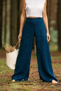 Linen wide pants Linen palazzo pants High waist pants Linen | Etsy Linen Palazzo Pants, Midnight Blue Color, Pants Linen, Linen Bottoms, Pants High Waisted, Wide Leg Linen Pants, Womens Pants, Pantalon Large, Linen Trousers