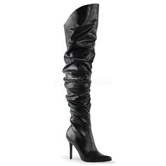 Pleaser CLASSIQUE-3011 Black Faux Leather Thigh High Boots Glitter Romper, Ringmaster Costume, High Thigh Boots, Alternative Shoes, Pleaser Heels, High Heel Stiefel, Pointed Boots, Festival Shoes, Leather Thigh High Boots