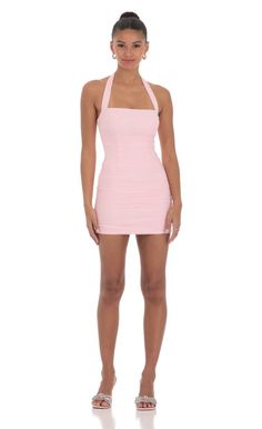 Mesh Bodycon Dress in Pink | LUCY IN THE SKY Preppy Dresses Pink, Mini Dresses Hoco, Light Pink Hoco Dresses, Light Pink Hoco Dress, Light Pink Homecoming Dress, Celeb Halloween, Pink Hoco Dresses, Corset Bodycon Dress, Tight Pink Dress