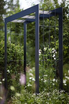 an outdoor garden with flowers and plants growing in it