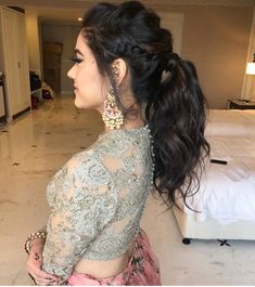 Messy Ponytail Hairstyles, Lehenga Hairstyles, Saree Hairstyles, Bridal Hairdo