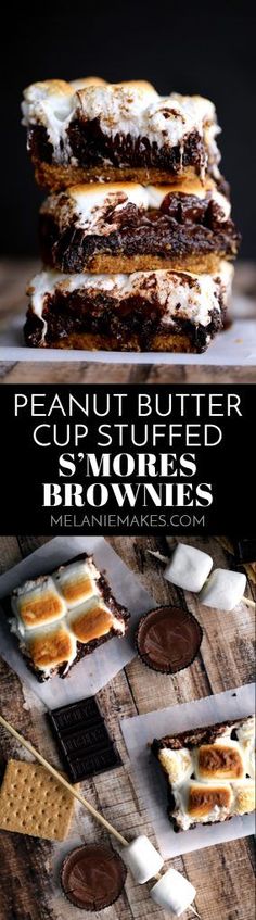 chocolate peanut butter cup - stuffed brownies with marshmallows