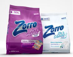 two bags of zero and crumbles next to each other on a white background