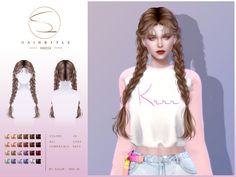 The Sims Resource - Double Braid HAIR 040224 Sims 4 Cc Braided Hair Alpha, Sims 4 Braided Pigtails, Sclub Ts4 Hair, Sims 4 Cc Hair Alpha Ponytail, Sims 4 Cc Hair Twin Tails, Sims 4 Teen Cc Hair, Sims 4 Hair Braids Cc, Sims Hair Alpha, Sims 4 Cc Braided Hair