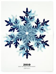 a blue and white snowflake with the year 2010 written in it's center