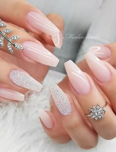 Ballerina Nail Ideas, Navy Blue Nail Designs, Wedding Nail Colors, Pink Wedding Nails, Bridal Manicure, Wedding Nail Art Design, Wedding Manicure, Fun Nail Colors, September Nails