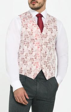 Our pink floral jacquard waistcoat is a bold and confident option for summer weddings, especially when worn with a morning suit. Cut in a beautifully textural fabric, it features equally stunning floral embroidery with a number of different pink tones. Featuring a 5-button fastening and a classic v-neck, it is sure to turn heads at your next formal event. Wing Collar Shirt, Morning Suit, Black Tie Tuxedo, Boys Waistcoat, Tweed Overcoat, Wedding Waistcoats, Harris Tweed Jacket, Burgundy Tuxedo, Black Suit Wedding