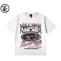 Hellstar Relaxed Fit Star Print Top For Streetwear, White Star Print Top For Streetwear, Casual White Shirt With Star Print, White Casual Shirt With Star Print, Graphic Tee With Star Print For Streetwear, Hell Star Shirt, Hells Angels Shirts, Hells Angel Shirt, Hells Angel Tee Shirts