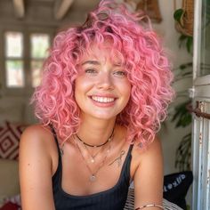 magnific QIBuLuzGBkDdqfpqHinI Pink Sherbet Curls Pastel Pink Curly Hair, Pink Hair Dark Skin, Hair Color Ideas Curly Hair, Pink Curly Hair, Pink Hair Streaks, Rich Brunette, Pastel Pink Hair