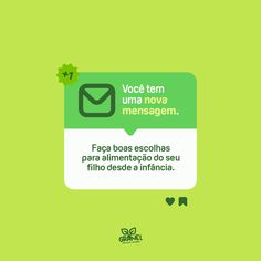 a green and white message bubble with the words voce ten uma nove mensagem