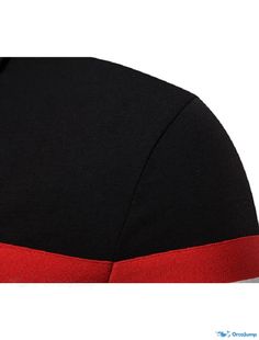 the back side of a black and red baseball cap