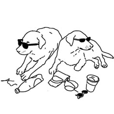 two dogs playing with each other on the beach coloring pages for kids, free printable