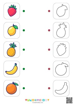 the worksheet for preschool to learn how to draw fruits and vegetables with pictures