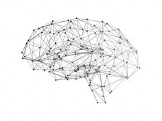 a black and white image of a brain made up of connected lines on a white background