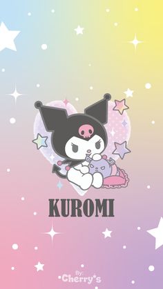 an anime character is sitting on top of a pink and blue background with white stars