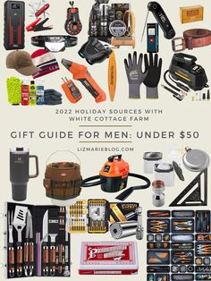 the gift guide for men under $ 50 includes tools, knives, and other items