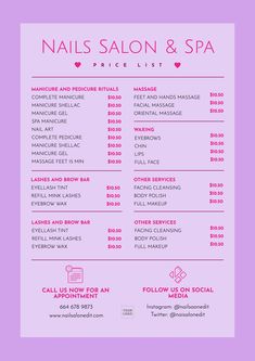 Nail Advertising Ideas, Nail Tech Price List, Nail Bar Ideas, J Nails, Nail Salon And Spa, Buisness Cards, Spa Manicure, Salon Logo Design, Nail Prices