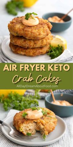 air fryer keto crab cakes with lemon sauce