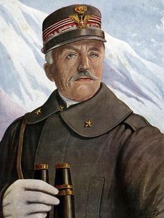 a painting of a man in uniform holding two beer bottles and looking at the camera