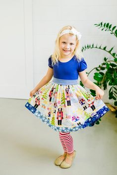 Holiday Classic!! Perfect for attending the Nutcracker this Christmas. Playful Dresses For Holiday Parties, Cute Christmas Playtime Dress, Cute Christmas Playtime Dresses, Blue Dress For Christmas Holiday, Blue Christmas Holiday Dress, Playful Cotton Christmas Dress, Short Sleeve Christmas Dress-up Dresses, Playful Christmas Party Dresses, Blue Festive Christmas Dress