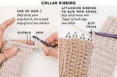 two pictures showing how to crochet the ends of an afghan