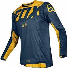 the fox jersey is shown in blue and yellow