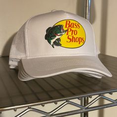 Questions? Leave A Comment Below! Bas Pro Shops Hat, White Trucker Hat For Fishing, Bass Pro Shop, Hat Outfit, Masks Art, Outfits With Hats, White Shop, Accessories Shop, Trucker Hat