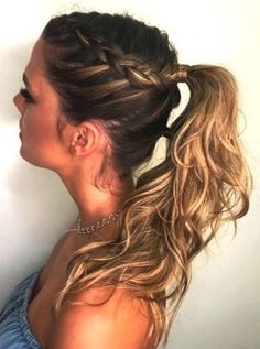 Boxing Braids, Summer Ponytail, Cute Ponytail Hairstyles, Cute Ponytails, French Braids, French Braid Hairstyles, A Ponytail, Penteado Cabelo Curto