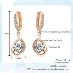 These casual occasion drop earrings come with high-class cubic zirconia work and are crafted of durable copper metal to add durability and a little sparkle that catches the light. Crafted with a fabulous rose gold color shade and a spiral design, these drop earrings add elegance, and are a perfect choice for daily wear.


Specifications

Earring Type: Drop Earrings
Item Type: Earrings
Fine or Fashion: Fashion
Brand Name: GeraldBlack
Style: Classic
Gender: Women
Shape\pattern: Geometric
Material: Square Diamond Earrings, White Sapphire Earrings, Square Diamond Rings, Dazzling Earrings, Turquoise Hoop Earrings, Spiral Design, White Gold Earrings, Copper Metal, Sapphire Earrings