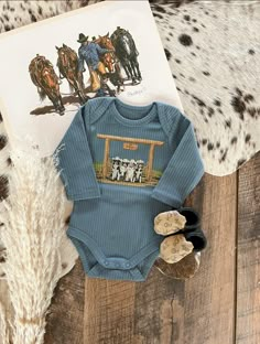 Hello Fringed Babes Section - Final Sale ONESIES ARE RIBBED, TEES ARE NOT RIBBED Onesie As Shown - 2T UP WILL BE ON A Similar TONE TEE. Measurements: 6 Months- Length-12 1/2 Inches Bust- 10 Inches Arm Length- 3 1/2 Inches 12 Months- Length-13 Inches Bust-10 1/2 Inches Arm Length- 4 Inches 18 Months- Length-14 Inches Bust-12 Inches Arm Length- 4 Inches 3T- Length-16 Inches Bust- 12 1/2 Inches Arm Length-5 Inches 4T- Length- 6 1/2 Inches Bust-13 1/2 Inches Arm Length-5 1/4 Inches ** not sold as a Country Baby Outfits, Ranch Dogs, Baby Boy Ideas, Southern Baby, Future Boy