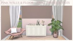 pink walls and floor paint panel panels in the living room