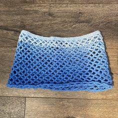 Cute Beachy Cover-Up, Made With 100% Acrylic Yarn, Pretty Ombre Blue Color Stretchy So Can Probably Fit Xs-M, But I Would Say Fits S Best Price Covers The Cost Of Materials As Well As 3+ Hours Of Work Measurements: Waist: 14" Across Length: 9.5"-10" (But May Be Longer On, As The Mesh Stretches Out A Little) *This Item Is Handmade By Me, Branded For Exposure Crochet Mesh Skirt, Beach Crochet, Corset Skirt, Faux Leather Mini Skirt, Top Skirt Set, Blue And White Style, Crop Top Skirt, Floral Mini Skirt, Mesh Skirt