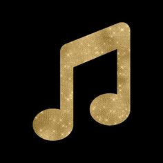 a golden musical note with sparkling lights on it's side and black background,