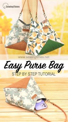 Diy Fabric Purses, Fabric Bag Design, Quilted Purse Patterns, Make A Purse, Handmade Fabric Purses, Diy Pouch, Sewing Handbag, Denim Bag Patterns