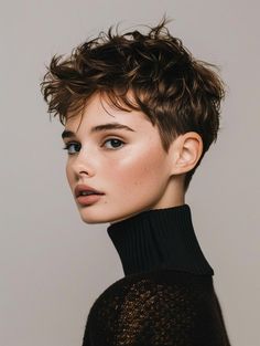 Short Hairstyles for Long Faces - Find Your Perfect Style Today Pixy Hairstyle, Short Pixie Cut Curly Hair, Very Short Wavy Hair, Curly Short Hair Styles, Short Hairstyles For Long Faces, Very Short Pixie Haircut, Hairstyles For Long Faces, Short Curly Cuts