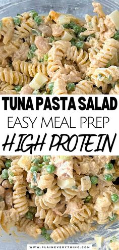 High Protein Tuna Pasta Salad for Meal Prep Cold Pasta Salad Recipes With Tuna, Low Calorie Tuna Pasta Salad, What To Make With Tuna Cans, Tuna Tarragon Pasta Salad, Healthy Lunch Ideas For Work High Protein, Healthy High Protein Cold Lunches, Protein Tuna Pasta Salad, Tuna For Lunch Ideas, Tuna Bean Pasta Salad