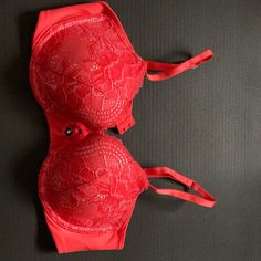 New Without Tags Lined Red Victoria’s Secret Lace Demi 34c Elegant Red Bra With Lace Trim, Fitted Red Lace Bra, Red Lace, Pink Red, Women's Intimates, Victoria’s Secret, Victoria's Secret, Tags, Lace