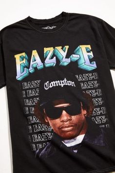 90s Shirts Graphic Tees, School Graphics, Vintage Rap Tees, Vintage Shirt Design, Eazy E, Vintage Tee Shirts, Graphic Tee Outfits, Black Men Street Fashion, Men Street Fashion