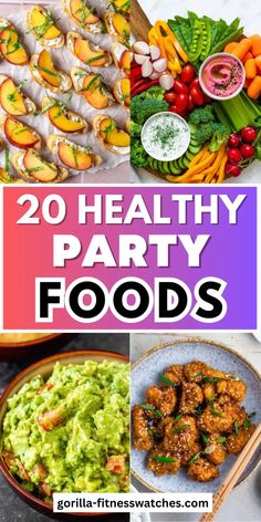 20 healthy party foods with text overlay